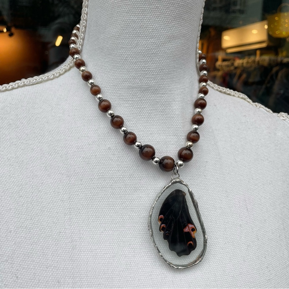 Handmade Beaded Butterfly Necklace